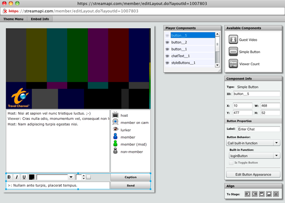 Figure 9: Shows the ability to toggle visibility in the layered Player Components palette.